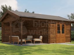 Lugarde Select Blokhut met Overkapping Hattem 300x400cm + 300cm - Behandeld