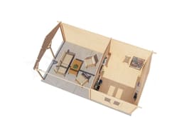 Lugarde Select Blokhut met Overkapping Haaksbergen 300x400cm + 400cm - Onbehandeld