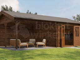 Lugarde Select Blokhut met Overkapping Haaksbergen 300x400cm + 400cm - Behandeld