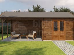 Lugarde Select Blokhut met Overkapping Haaksbergen 300x400cm + 400cm - Behandeld