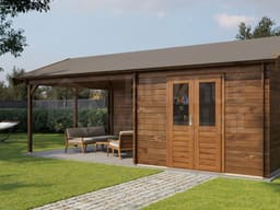 Lugarde Select Blokhut met Overkapping Haaksbergen 300x400cm + 400cm - Behandeld
