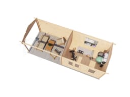 Lugarde Select Blokhut met Overkapping Voorst 400x300cm + 400cm - Onbehandeld
