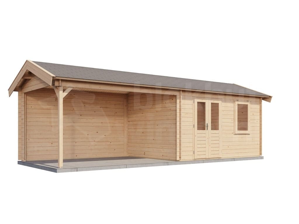 Lugarde Select Blokhut met Overkapping Voorst 400x300cm + 400cm - Onbehandeld Lugarde Select Blokhut met Overkapping Voorst 400x300cm + 400cm - Onbehandeld