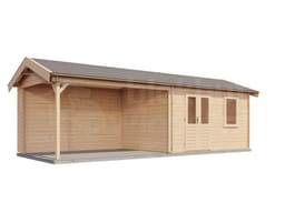 Lugarde Select Blokhut met Overkapping Voorst 400x300cm + 400cm - Onbehandeld