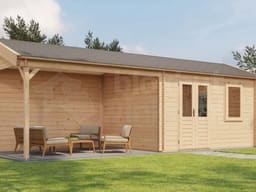Lugarde Select Blokhut met Overkapping Voorst 400x300cm + 400cm - Onbehandeld