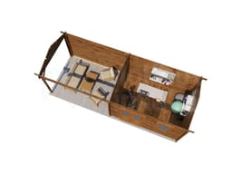 Lugarde Select Blokhut met Overkapping Voorst 400x300cm + 400cm - Behandeld