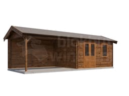 Lugarde Select Blokhut met Overkapping Voorst 400x300cm + 400cm - Behandeld