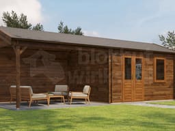 Lugarde Select Blokhut met Overkapping Voorst 400x300cm + 400cm - Behandeld
