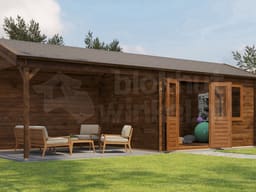 Lugarde Select Blokhut met Overkapping Voorst 400x300cm + 400cm - Behandeld