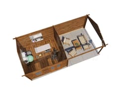 Lugarde Select Blokhut met Overkapping Rozendaal 400x400cm + 400cm - Behandeld