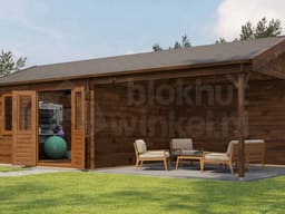 Lugarde Select Blokhut met Overkapping Rozendaal 400x400cm + 400cm - Behandeld