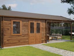 Lugarde Select Blokhut met Overkapping Rozendaal 400x400cm + 400cm - Behandeld