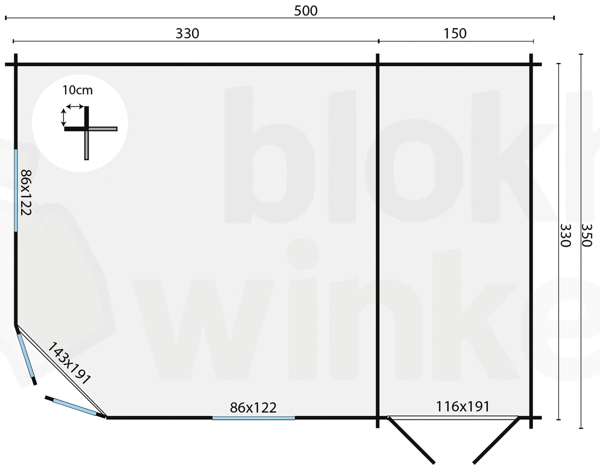 Plattegrond Blokhut Helge geïmpregneerd | Inclusief fundamentbalken, easyroofing, startset en bezorging!