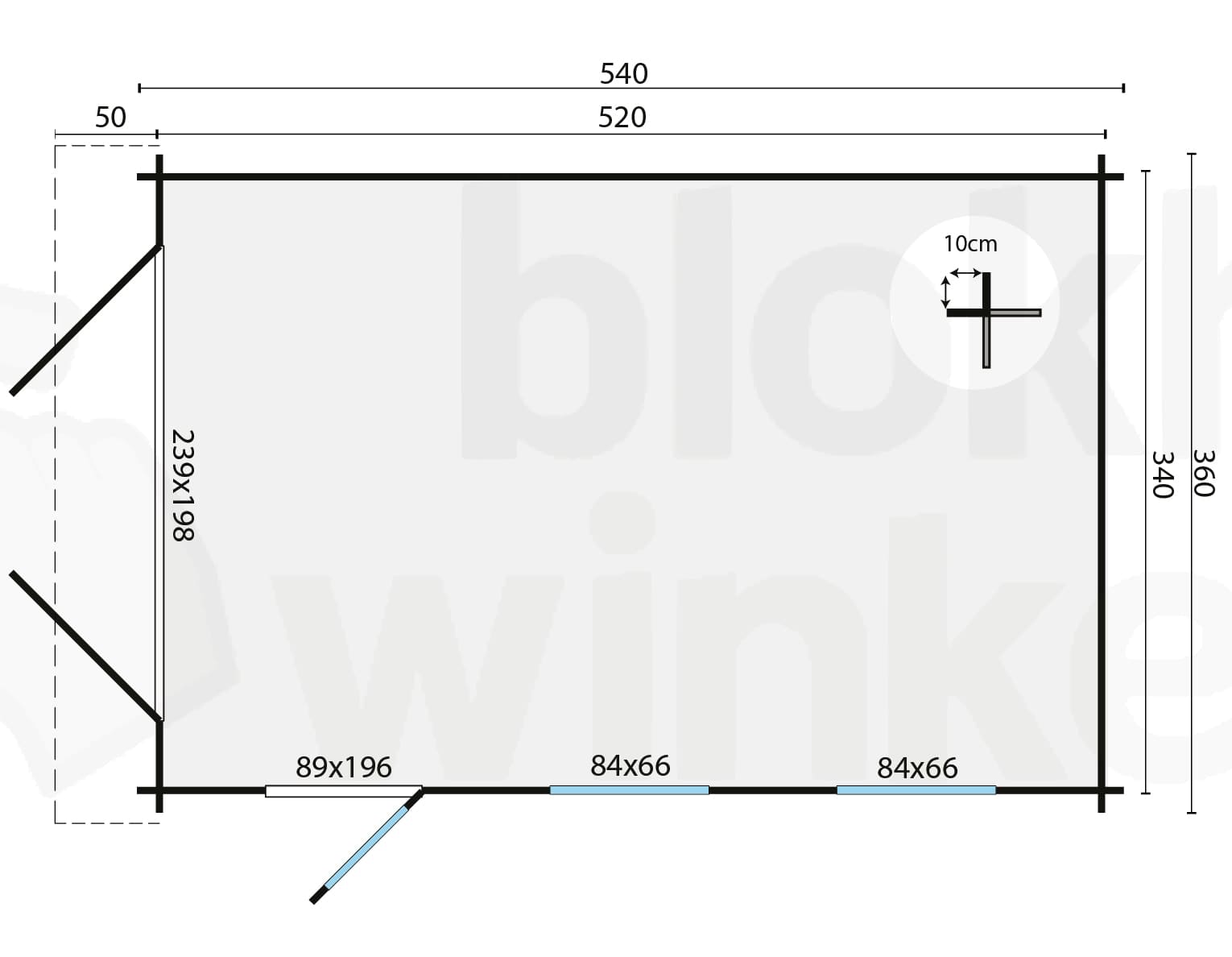 Plattegrond Blokhut Houten Garage Geir geïmpregneerd | Inclusief fundamentbalken, shingles, startset en bezorging!