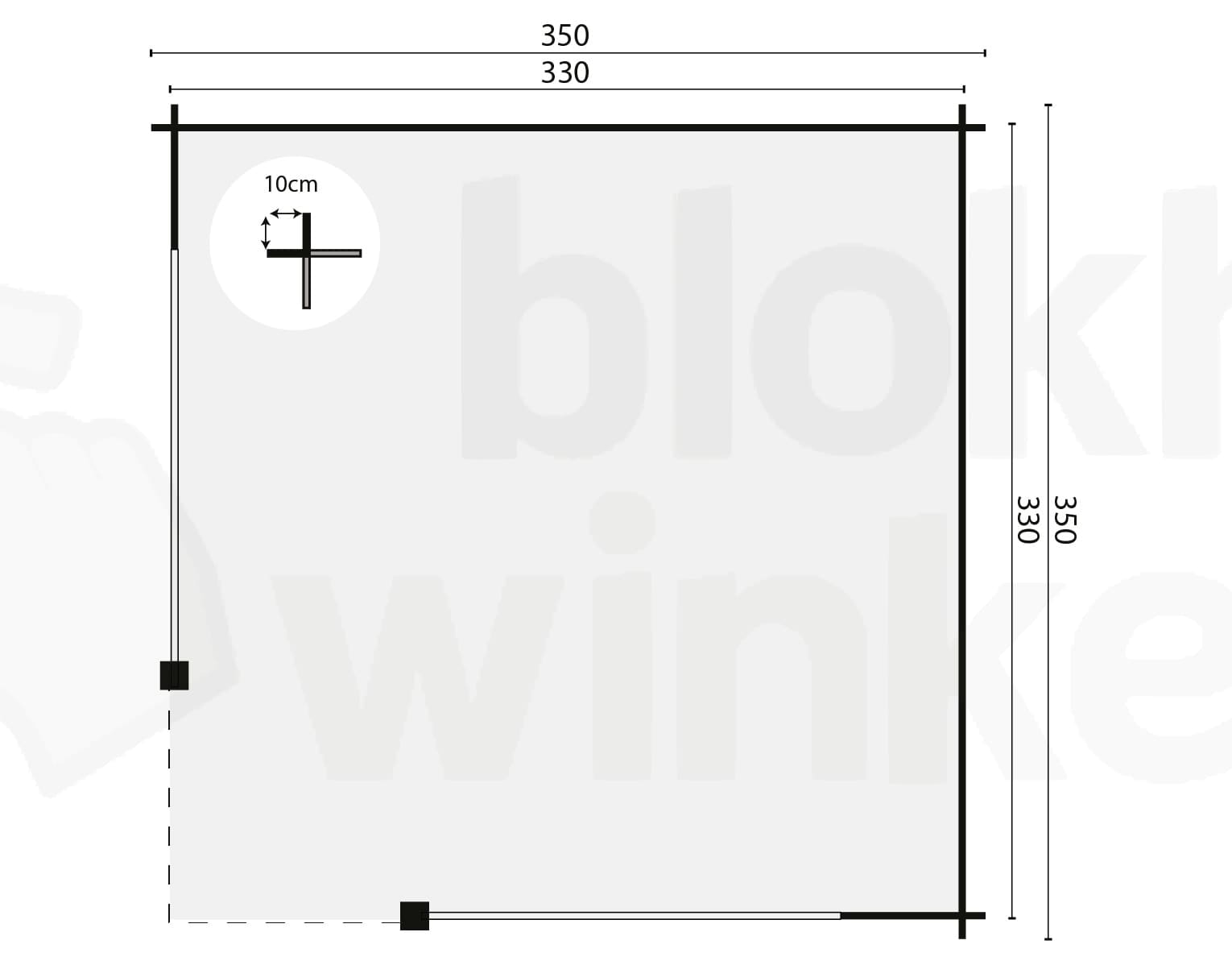 Plattegrond Blokhut Mitch geïmpregneerd | Inclusief fundamentbalken, shingles, startset, ramen en deuren en bezorging!