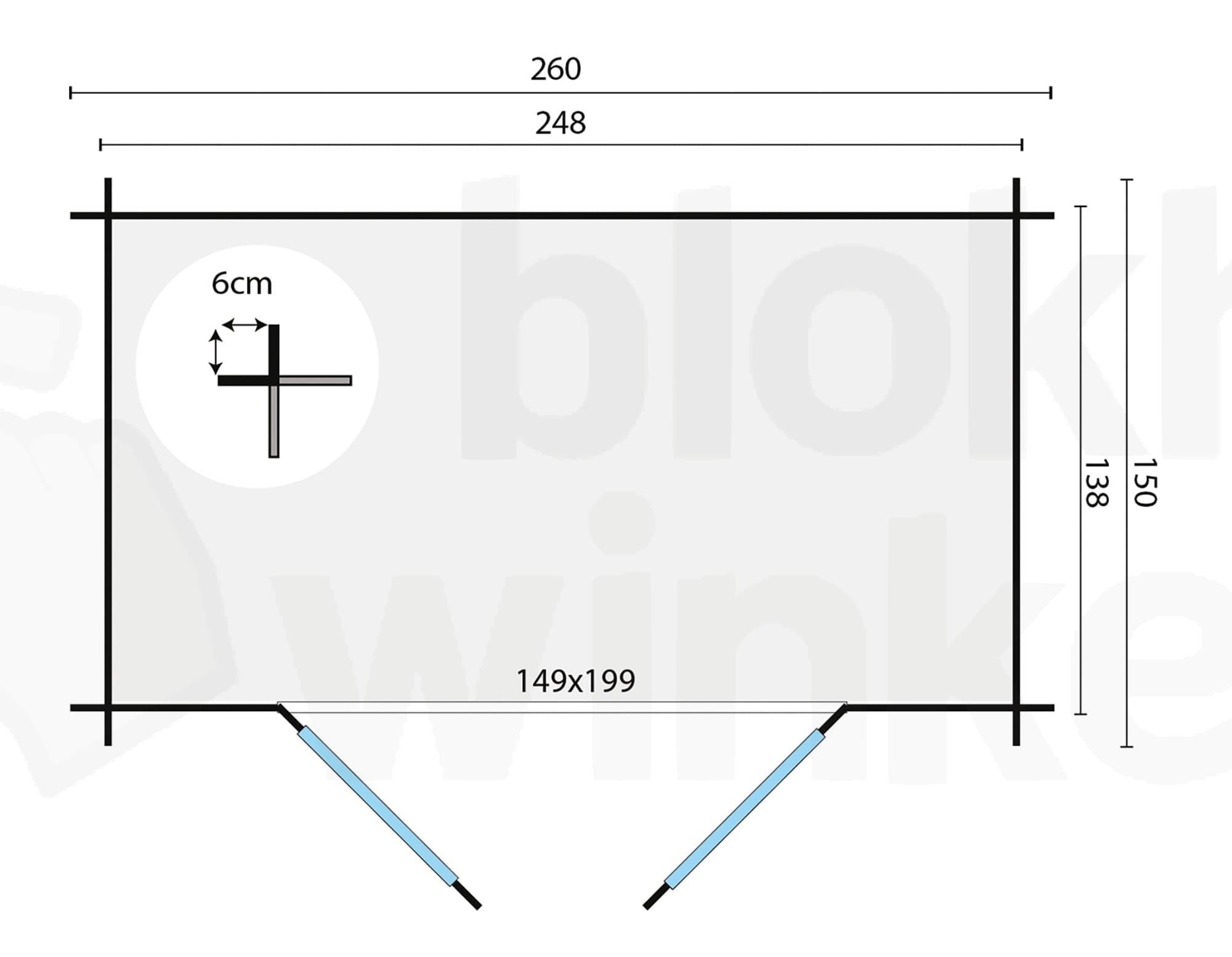 Plattegrond Blokhut Malva 2.0 | Inclusief fundamentbalken, shingles en bezorging!