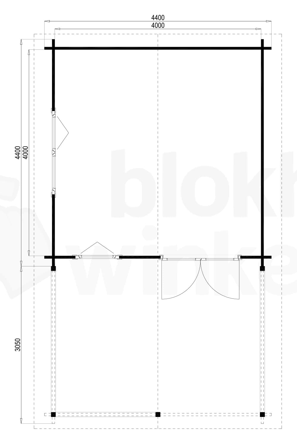 Plattegrond Interflex blokhut Barcelona B geïmpregneerd Plattegrond Interflex blokhut Barcelona B geïmpregneerd