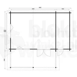blokhut Ferro C geïmpregneerd - Interflex - 5x4+2Z-DI - 695x440