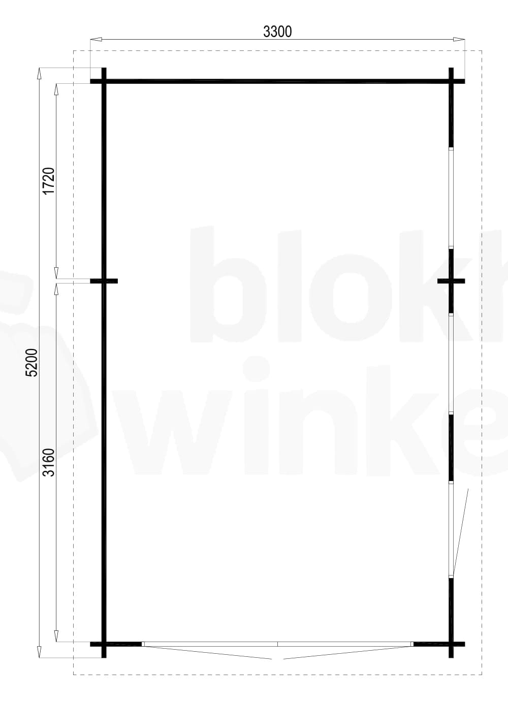 Plattegrond Interflex blokhut Gerona A plat dak. 310x500 Gecoat Plattegrond Interflex blokhut Gerona A plat dak. 310x500 Gecoat