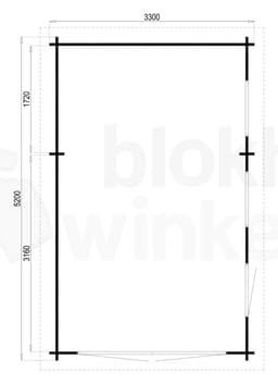 Plattegrond Interflex blokhut Gerona A plat dak. 310x500 Gecoat