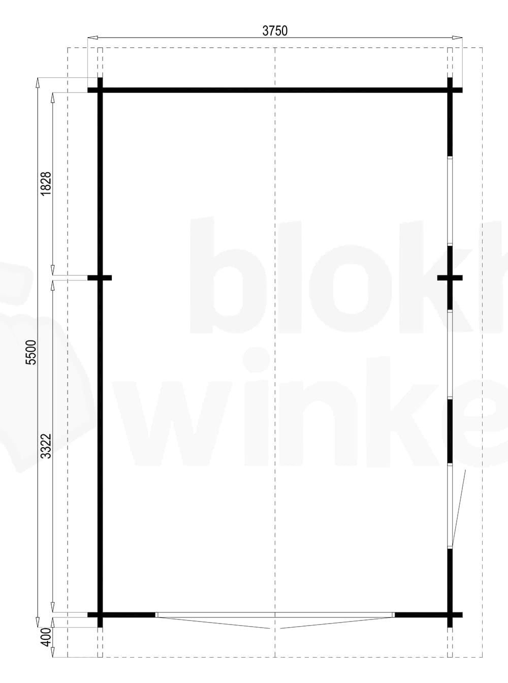 Plattegrond Interflex blokhut Gerona B 355x530 geïmpregneerd Plattegrond Interflex blokhut Gerona B 355x530 geïmpregneerd