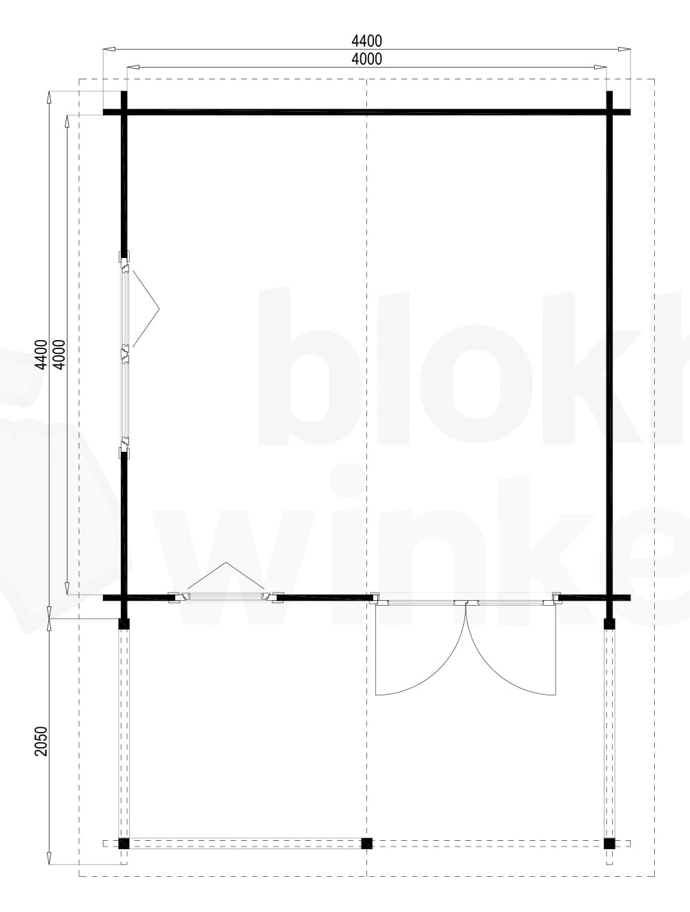 Plattegrond Interflex blokhut Malaga B Plattegrond Interflex blokhut Malaga B