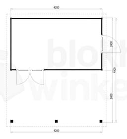 Plattegrond Lugarde tuinhuis Prima Lucas 480x420 geïmpregneerd
