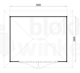Plattegrond Lugarde tuinhuis Prima Noëlla 300x240 V2 geïmpregneerd