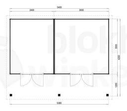 Plattegrond Lugarde tuinhuis Prima Tom 420x540 geïmpregneerd