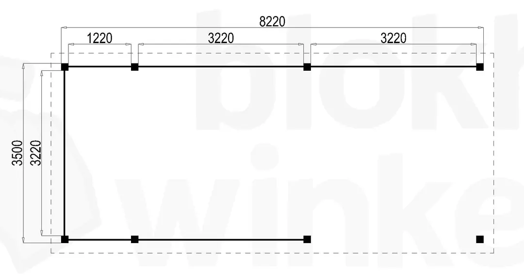 Plattegrond Houten Lugarde Veranda Arnhem 822x350 geïmpregneerd Plattegrond Houten Lugarde Veranda Arnhem 822x350 geïmpregneerd