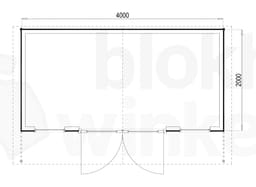 Plattegrond Woodford houtskeletbouw tuinhuis Atlanta 400x200