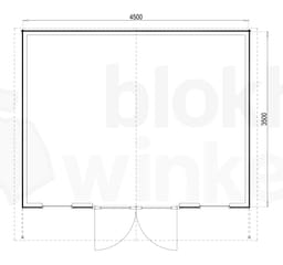 Plattegrond Woodford houtskeletbouw tuinhuis Atlanta 450x350