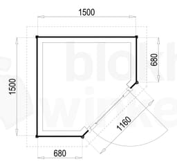 Plattegrond Woodford houtskeletbouw tuinhuis Bennington Comfort Corner 150x150