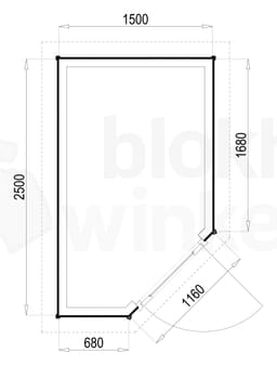 Plattegrond Woodford houtskeletbouw tuinhuis Bennington Comfort Corner 150x250