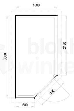 Plattegrond Woodford houtskeletbouw tuinhuis Bennington Comfort Corner 150x300