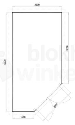 Plattegrond Woodford houtskeletbouw tuinhuis Bennington Comfort Corner 250x500
