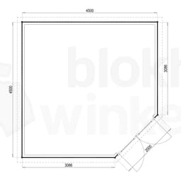 Plattegrond Woodford houtskeletbouw tuinhuis Bennington Comfort Corner 450x450