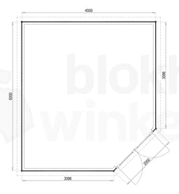 Plattegrond Woodford houtskeletbouw tuinhuis Bennington Comfort Corner 450x500