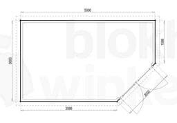 Plattegrond Woodford houtskeletbouw tuinhuis Bennington Comfort Corner 500x300