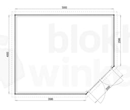Plattegrond Woodford houtskeletbouw tuinhuis Bennington Comfort Corner 500x400