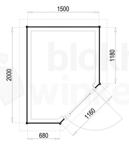 Plattegrond Woodford houtskeletbouw tuinhuis Bennington Economy Corner 150x200