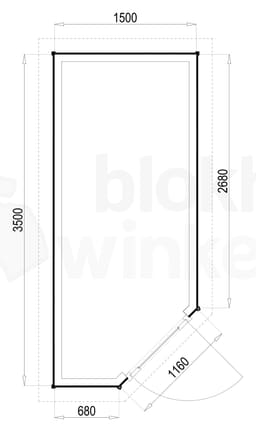 Plattegrond Woodford houtskeletbouw tuinhuis Bennington Economy Corner 150x350