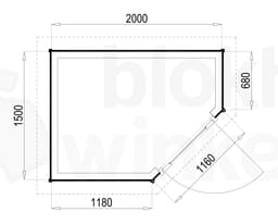 Plattegrond Woodford houtskeletbouw tuinhuis Bennington Economy Corner 200x150