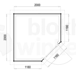 Plattegrond Woodford houtskeletbouw tuinhuis Bennington Economy Corner 200x200