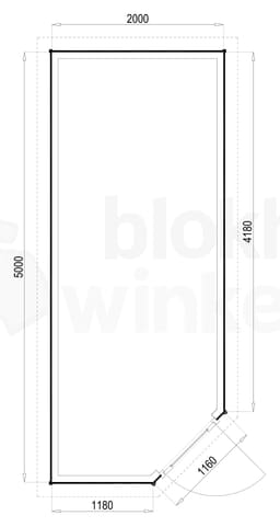 Plattegrond Woodford houtskeletbouw tuinhuis Bennington Economy Corner 200x500