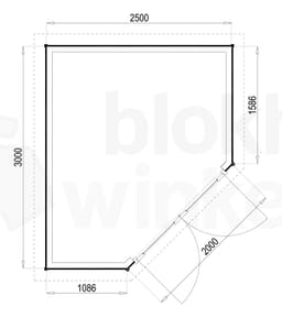 Plattegrond Woodford houtskeletbouw tuinhuis Bennington Economy Corner 250x300