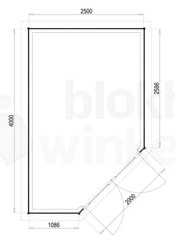 Plattegrond Woodford houtskeletbouw tuinhuis Bennington Economy Corner 250x400
