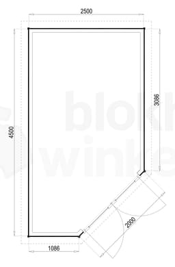 Plattegrond Woodford houtskeletbouw tuinhuis Bennington Economy Corner 250x450