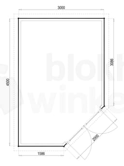 Plattegrond Woodford houtskeletbouw tuinhuis Bennington Economy Corner 300x450
