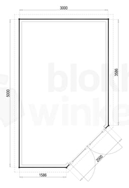 Plattegrond Woodford houtskeletbouw tuinhuis Bennington Economy Corner 300x500